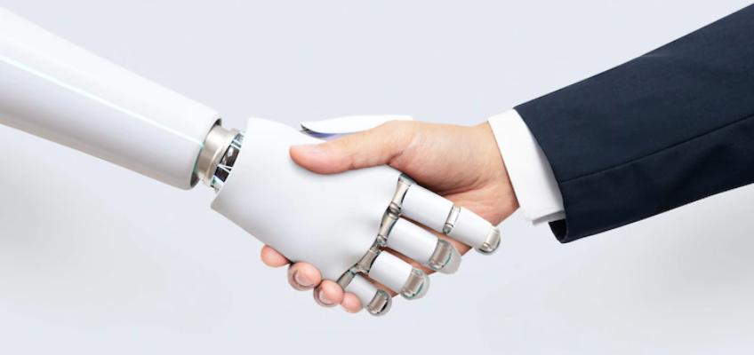 human with AI robot